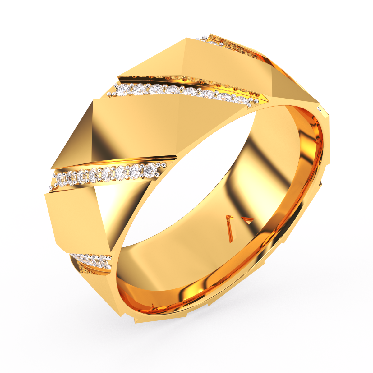 Attractive Diamond Wedding Mens Band